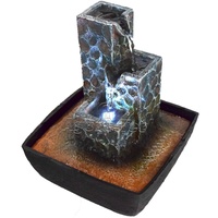 Agora-Tec® Wasserspiel & Zimmerbrunnen Kaskade mit kaskadenförmig angeordneten Felssteinen mit LED Beleuchtung, sehr angenehmer leiser Wasserlauf 21 cm hoch