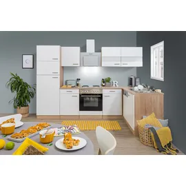 Respekta Winkelküche Merle L-Form 280 x 172 cm E-Geräte Edelstahlkochfeld weiß/eiche sägerau nachbildung