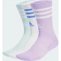 adidas Unisex 3-Stripes Cushioned Crew Socks 3 Pairs, Powder Plum/White/Halo Mint, 10.5-12.5