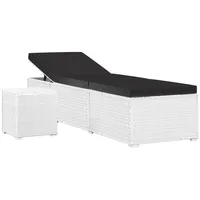 Furnicato Sonnenliege mit Auflage und Teetisch Poly Rattan Weiß,