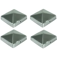 BURI 4 Stück Edelstahl Zaunkappe für Holzpfosten Pyramide 91x91mm Pfostenkappe 9x9 aus Metall rostfrei Pfostenkappen Pfostenabdeckung Zaunkappen Abdeckung Abdeckkappen Pfosten Deko Garten Zubehör 4x