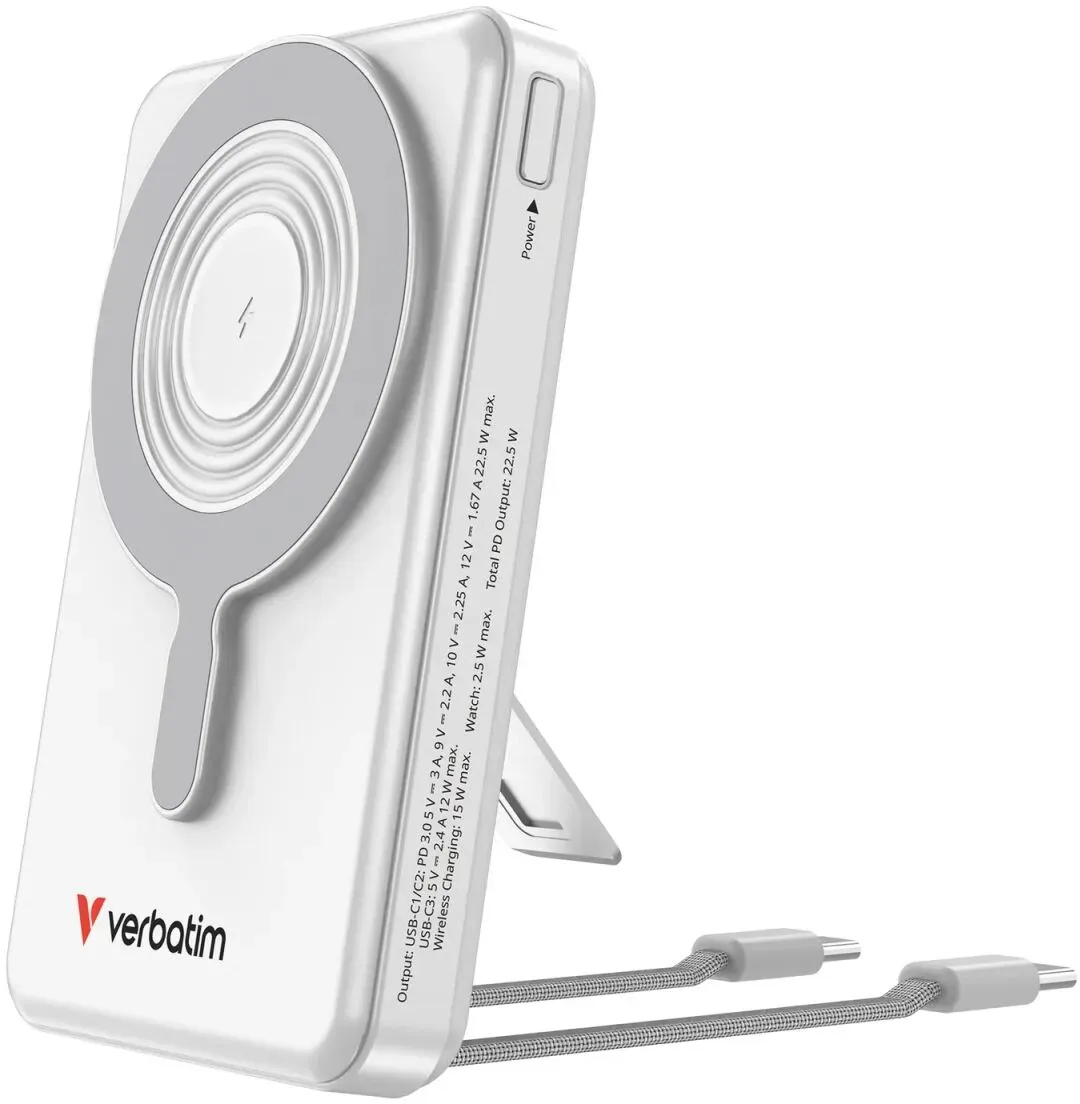 Verbatim 32273 Powerbank Lithium Polymer (LiPo) 10000 mAh Kabelloses Aufladen Silber