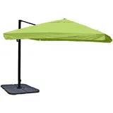 MCW Ampelschirm A96 3x3m Alu Flap Grün mit Ständer Drehbar