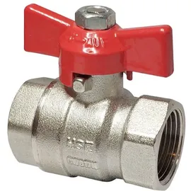Premium Heizungs-Kugelhahn 3/4 Zoll Messing vernickelt mit Flügelgriff PN 42/35