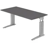 HAMMERBACHER US16 höhenverstellbarer Schreibtisch grafit rechteckig, C-Fuß-Gestell silber 160,0 x 80,0 cm