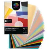 OfficeTree Transparentpapier A4, 20 Farben sortiert, 130g/m2, 40 Blatt