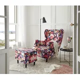 ed exciting design Ohrensessel Laurel Polyester 78 x 102 x 98 cm Mehrfarbig mit Massivholzfüßen