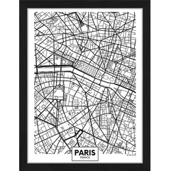 ANY IMAGE Digitaldruck »Stadtplan Paris«, Rahmen: Buchenholz, Schwarz