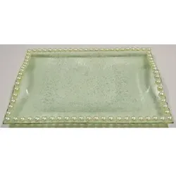 Glasteller rechteckig 48425 28x20,5cm, mit Perlen