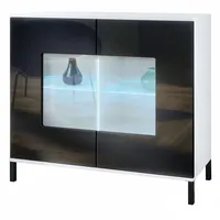 Vladon Kommode, Schwarz Hochglanz, 92.5x83.5x35 cm, Wohnzimmer, Kommoden &