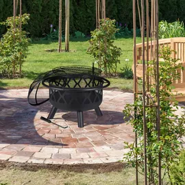 Relaxdays Feuerschale mit Grillrost, & Funkenschutz