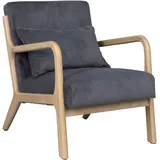 byLIVING Sessel NOHR Grob-Cord 65,5 x 78 x 84 cm Grau mit Zierkissen