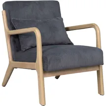 byLIVING Sessel NOHR Grob-Cord 65,5 x 78 x 84 cm Grau mit Zierkissen