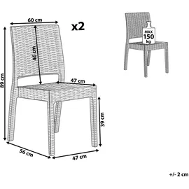 Beliani Fossano Gartenstuhl 60 x 60 x 89 cm weiß 2 St.