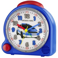 JACQUES FAREL Kinderwecker blau mit Polizei Sound Lautstärkeregelung Analog
