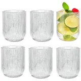 Zoha Gläser-Set Relief Crystal Glas Set - Latte Macchiato Tee Softdrink, Glas, Hitzebeständig - verschiedene Größen 280 ml | Ø 7.5 cm x 9.5 cm