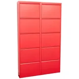 VCM ebuy24 Pisa Schuhschrank mit 10 Klappen in Metall Rot