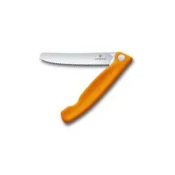 Victorinox Picknickmesser 11 cm | Kompaktes Klappmesser mit Wellenschliff für unterwegs Orange