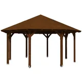 SKANHOLZ SKAN HOLZ Pavillon Lyon Größe 3 - Ø 557 cm, lasiert in nussbaum