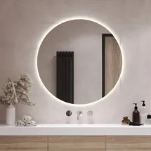 Tulup LED-Lichtspiegel Ø40 cm Badspiegel Dekospiegel Runder Spiegel mit LED-Hintergrundbeleuchtung (Warmweiß 3000K)