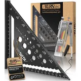 KLRStec Professional Zimmermannswinkel Set – Hochwertiges Tischlerwinkel Set inkl. Tieflochmarker [+Minen] Metall Messwinkel Werkzeug-Set