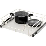 bremermann Teleskopschublade 60 cm mit Einlegeboden, Küchenschublade zum Nachrüsten, Vollauszug mit Teleskop-Schienen, Schrankauszug ideal für Küche, Bad & Schlafzimmer, aus Metall (Cremeweiß)