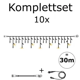 StarTrading SYSTEM 24 KOMPLETT SET 30m LED Lichtervorhang Eisregen Icicle Flash F Dachrinne
