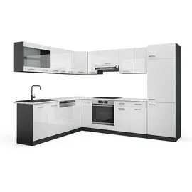 Vicco Winkelküche R-Line L-Form 227 x 287 cm Weiß Hochglanz/Anthrazit