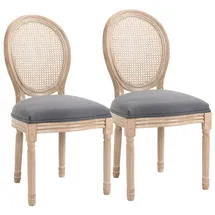 Homcom Esszimmerstühle 2er Set Küchenstuhl mit Rattan-Rückenlehne, Leinenoptik, Gepolsterter Polsterstuhl im Französischen Stil, für Wohnzimmer, Esszimmer, Stühle, Esszimmerstühle, Vierfußstühle