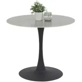Hela Boxxx Esstisch grau Schwarz, Stein, Marmoroptik, rund, Säule, Bodenplatte, 90x76x90 cm, robuste Steinplatte, verschiedene Steinfarben, Pflegeleicht