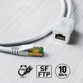 KabelDirekt – Cat-7-LAN-Verlängerung – 7,5m – 10 Gigabit, Nylon, Weiß
