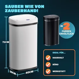 monzana Sensor Mülleimer 58 l Weiß