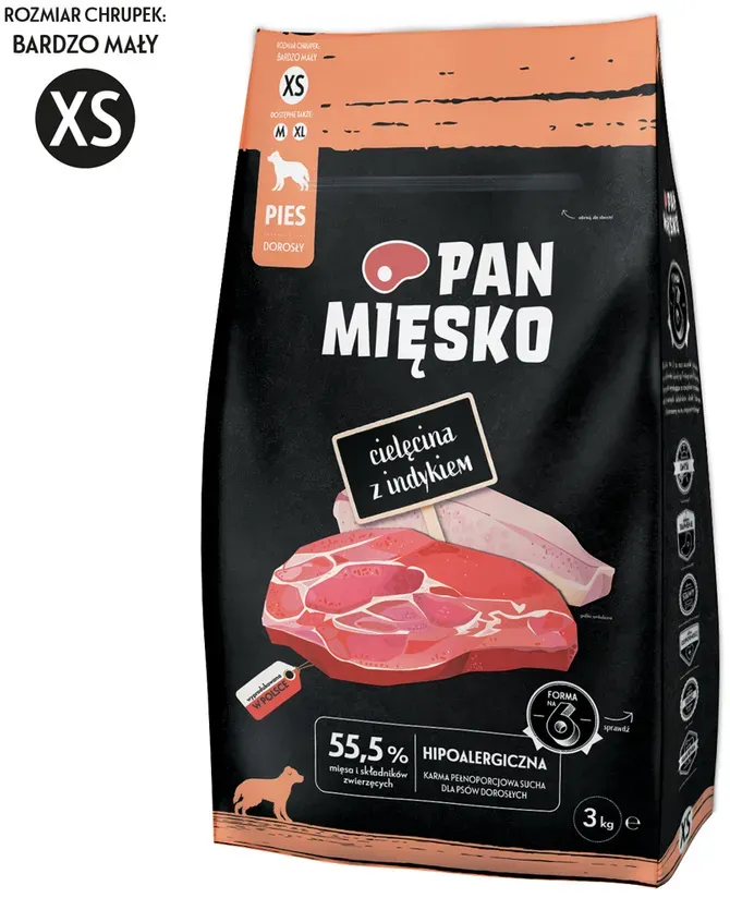 PAN MIĘSKO Kalbfleisch mit Putenfleisch XS 3kg