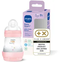 MAM Easy Start Anti-Colic (160 ml), besonders gut akzeptierte Milchflasche, Baby Trinkflasche mit Bodenventil gegen Koliken & Sauger Größe 1, 0+ Monate, Delfin