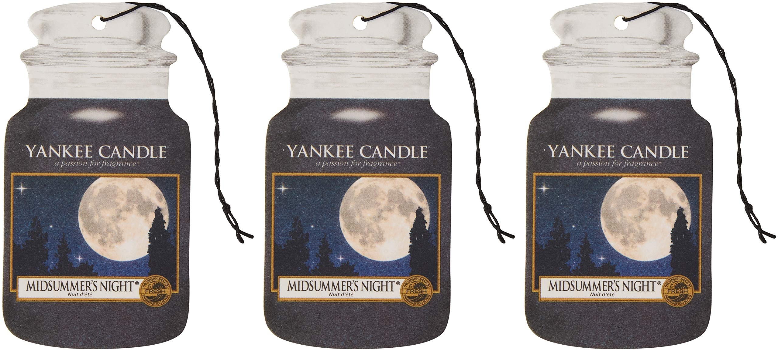 Yankee Candle Autoduft Car Jar Ultimate, bis zu 4 Wochen Duft, Midsummer’s Night, 3 Stück