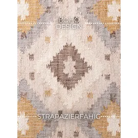 ELLE DECORATION Kelim Imani Juteteppich 200 x 300 cm Beige/Creme Multifarben
