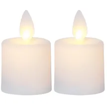 MARELIDA LED Mini Kerzenset mit bewegter Flamme mit Batterien Timer H: 6cm 2 St