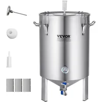 Vevor Bierbrauanlage Bierbraugerät Kessel aus Edelstahl 60 L Bierfermenter, Braueimer-Fermenter zum Brauen, Heimbrauzubehör mit Sockel, Kessel-Suppentopf inkl. Deckel, Griff, Ventil, Zapfhahn