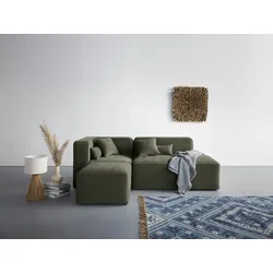 Ecksofa ANDAS "Sundstrup L-Form", grün, B:233cm H:76,5cm T:93cm, 100% Polyester, Sofas, Modulserie, individuelle Zusammenstellung