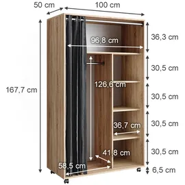 Vicco Doros Garderobenschrank 100 x 168 x 50 cm braun