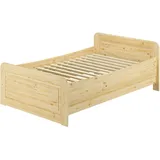 Erst-Holz®Seniorenbett extra hoch 120x200 Einzelbett Holzbett Massivholz Kiefer Bett mit Rollrost 60.42-12