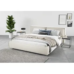 Polsterbett INOSIGN "Adrina mit Biesenoptik, Feincord und Luxus-Microfaser", beige (natur), B:242cm H:91cm L:230cm, 100% Polyester, Betten, bis 280kg, auch in Überlänge 220 cm, 4 Breiten bis 200cm