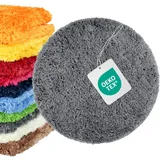 WohnDirect Badezimmerteppich Rund Ø 56 cm Grau – Badematte Rund Flauschig & rutschfest, Kleiner Badvorleger Saugstark, Waschbar, für Gäste-Bad & Fußbodenheizung