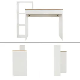 ML-Design Schreibtisch Regal, Bürotisch Computertisch PC Tisch, Weiß mit Tischplatte in Sonoma-Eiche, 3 Einlegeböden, 110x72x40 cm, Holz, 2-in-1 System, für Arbeit... - Naturbelassen