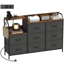 Homcom Kommode mit 8 Schubladen 130,5 x 88 x 30 cm Rustikal-Braun