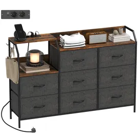Homcom Kommode mit 8 Schubladen 130,5 x 88 x 30 cm Rustikal-Braun