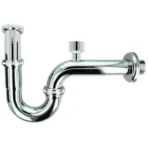 tecuro Siphon Röhrengeruchsverschluss Siphon mit Rohrbelüfter für Waschbecken lang, Extra lange, montagefreundliche Ausführung silberfarben
