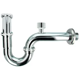 tecuro Siphon Röhrengeruchsverschluss Siphon mit Rohrbelüfter für Waschbecken lang, Extra lange, montagefreundliche Ausführung silberfarben