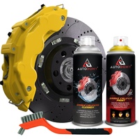 AUTODOMY Bremssattellack Set Spray Sprühfolie für Bremssattel mit hoher Temperaturbeständigkeit + Bremsreiniger + Stahlbürste für Caliper von Auto und Motorrad (Gelb)