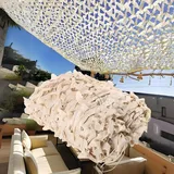 Generisch Sonnensegel Wasserdicht, Tarnnetz Beige 1x1.5 2x2 2x3 3x3 3x4 4x4 4x5 5x5m Sonnenschutz Terrasse, Armee-militärnetz, Outdoor-Sonnenschutz-tarn-schattennetz, Camouflage Netz(2x5 M)